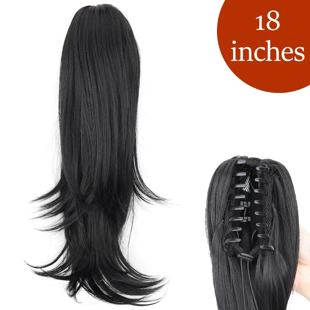 Synthetic Long Straight Claw Clip On 24Inch Ponytail