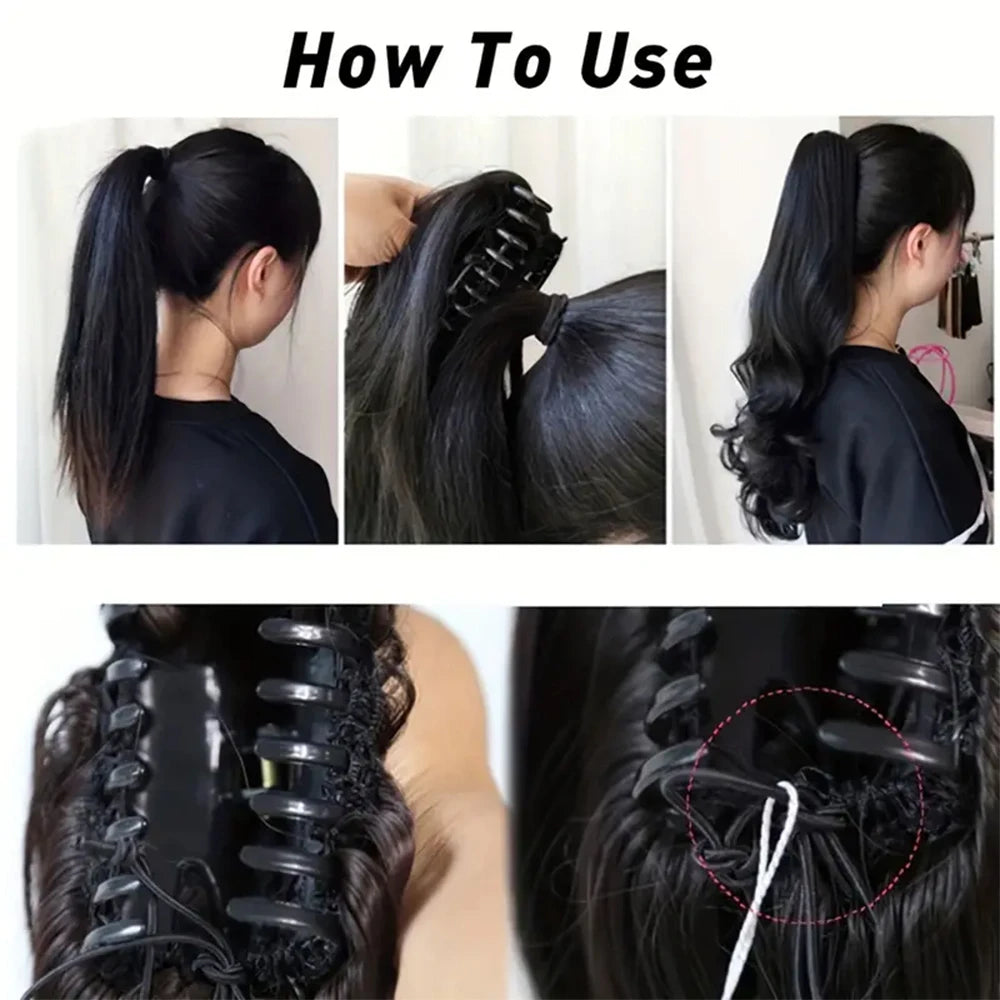 Curly Body Wave Synthetic Clip In Ponytails - Various Options Available