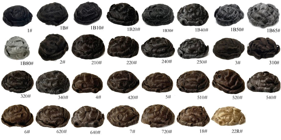 0.08mm Thickness PU Poly Base Double Knotted Toupee Human Hair - Capillary Prothesis
