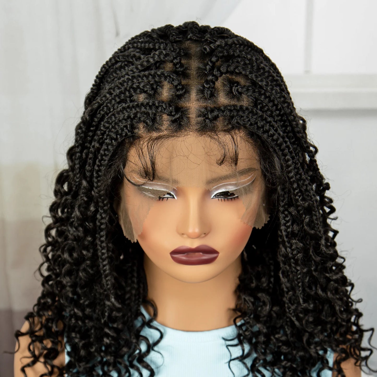Short Knotless Boho Box Braided Full Lace Wigs - Various Colors Available