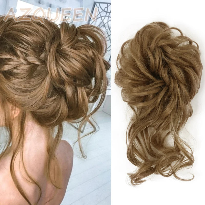 Synthetic Culrly Messy Ponytail Updo Bun with Elastic Band/Scrunchy
