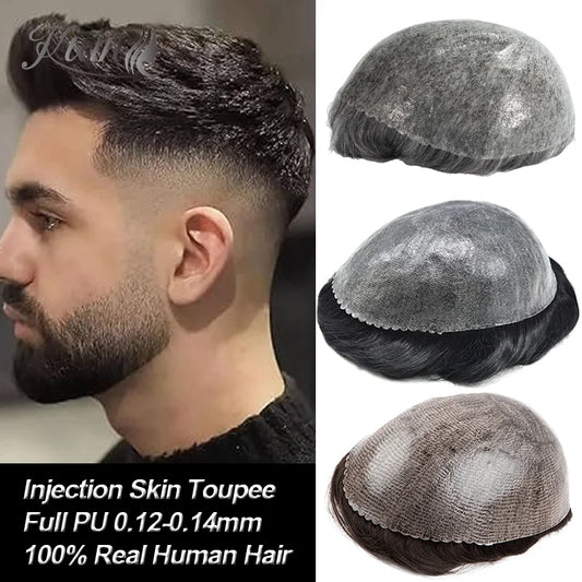 Straight Human Hair Replacement (Toupee) Injection Skin, Hair Capillary Prosthesis