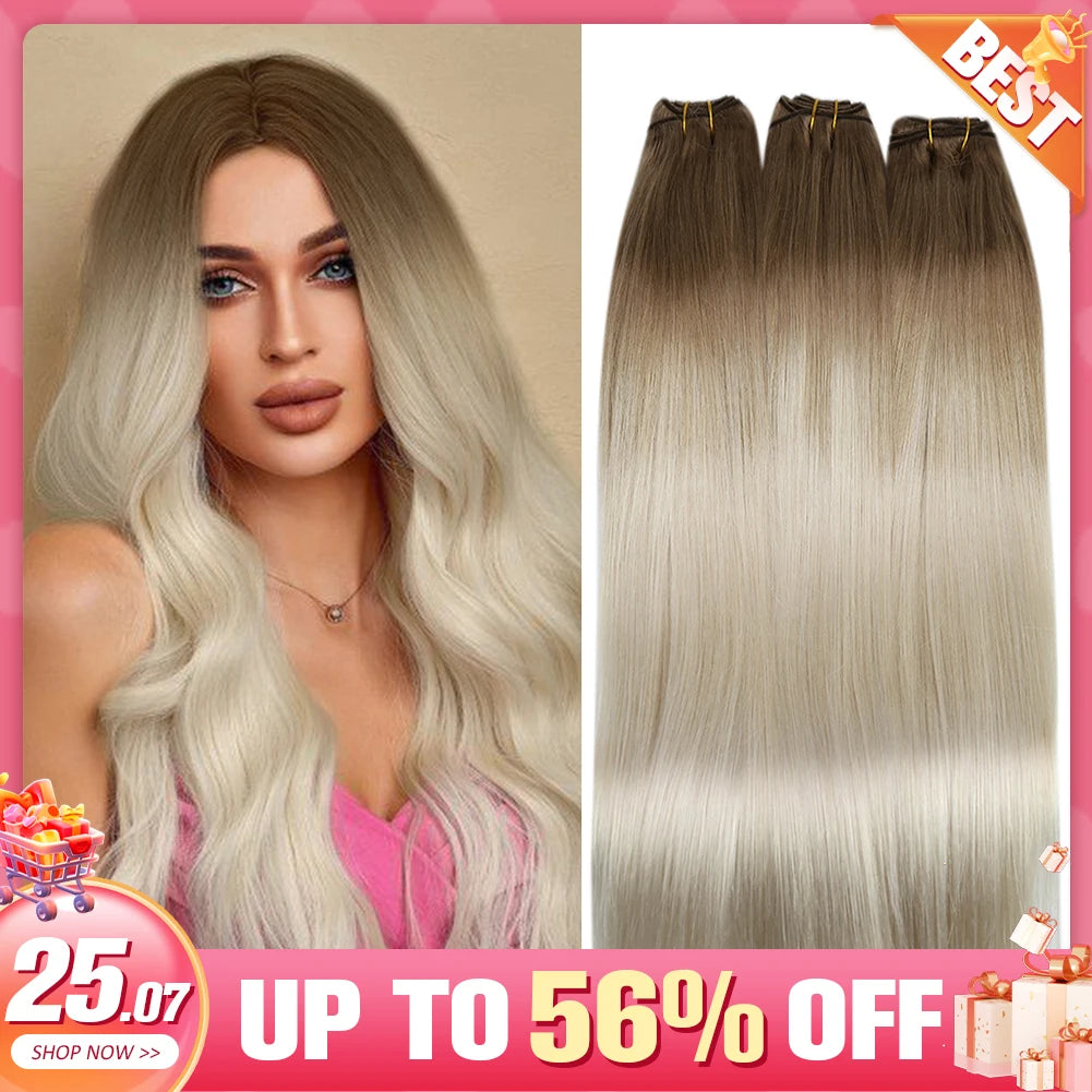 Straight Human Hair Bundles Weave Balayage Hair Pieces