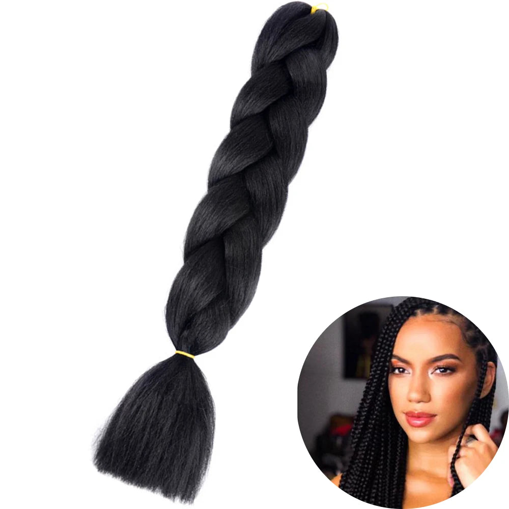 24" Synthetic Yaki Jumbo Braiding Hair - Various Colors Available