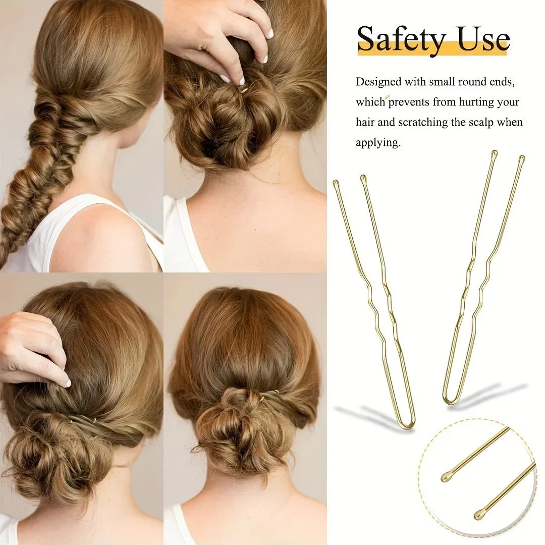 100PCS U Shaped Black Wave Bobby Pins