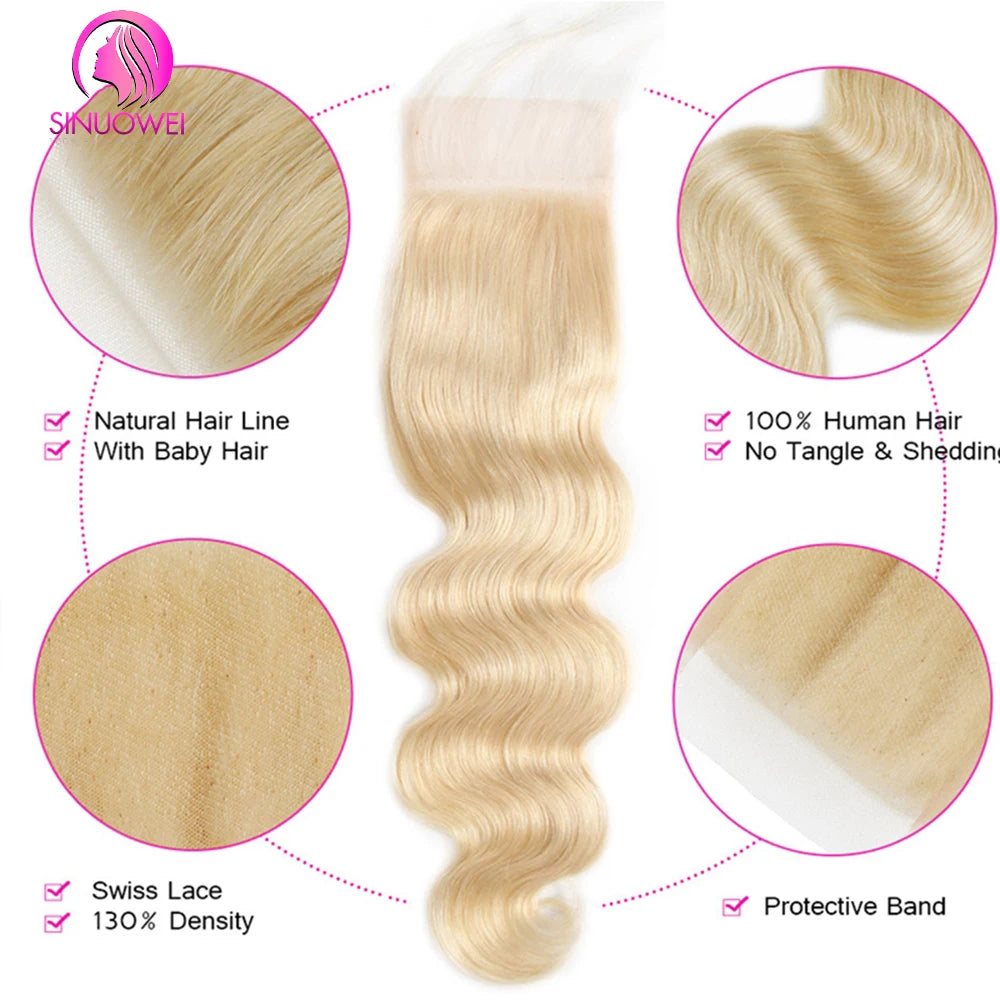 Body Wave Ginger Bundles With Blonde Body Wave Closure  - Human Hair Various Lengths