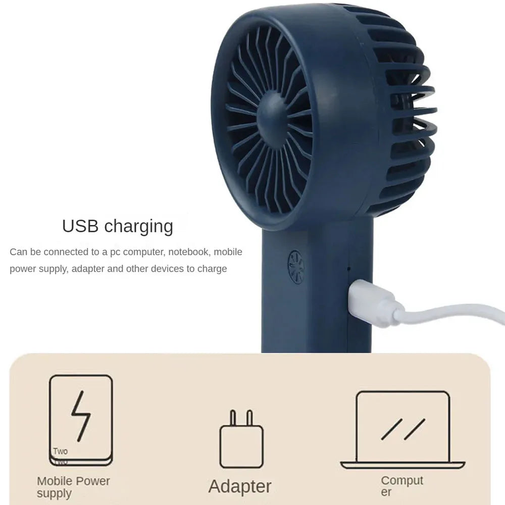 Portable Mini Rechargeable USB Charging Handheld Fan Built-in Battery 3 Speed Power - Various Colors Available