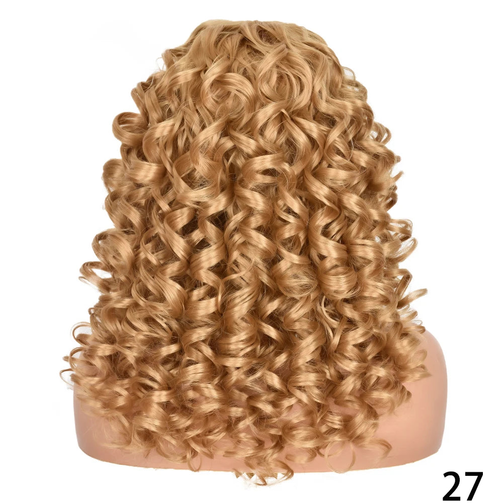 Synthetic Curly Wigs With Bangs - Various Colors Available
