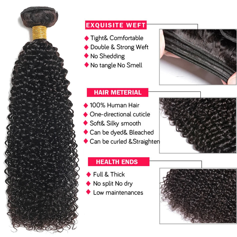 Mongolian Kinky Curly Raw Remy Human Hair Weave Bundles