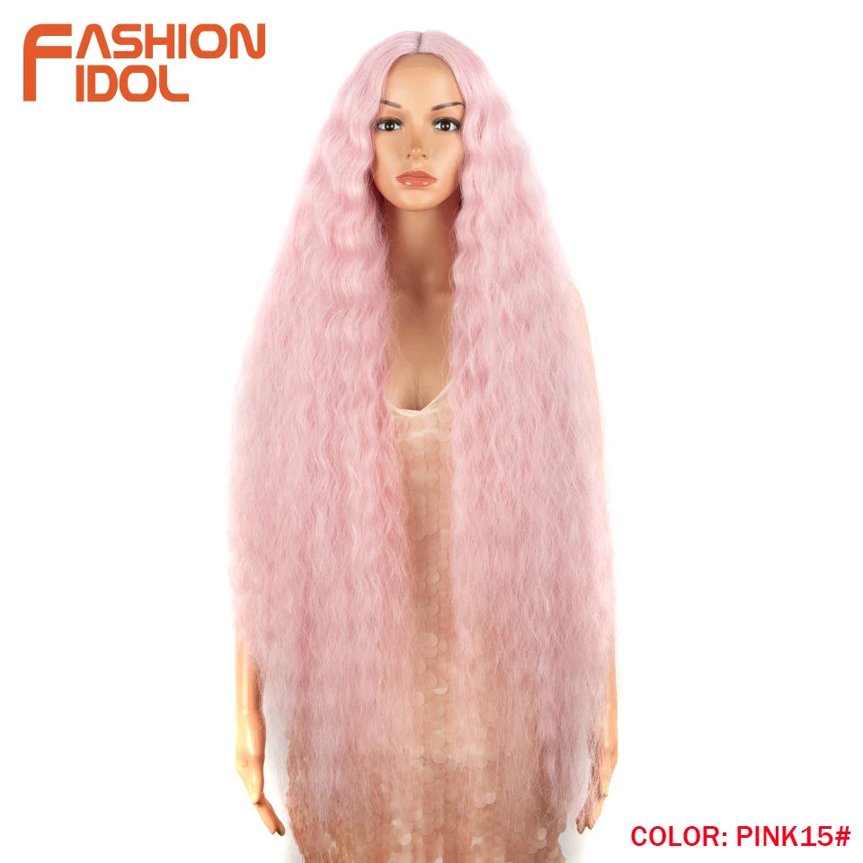Water Wave 42 Inch Lace Front Synthetic Wigs - Various Colors Available