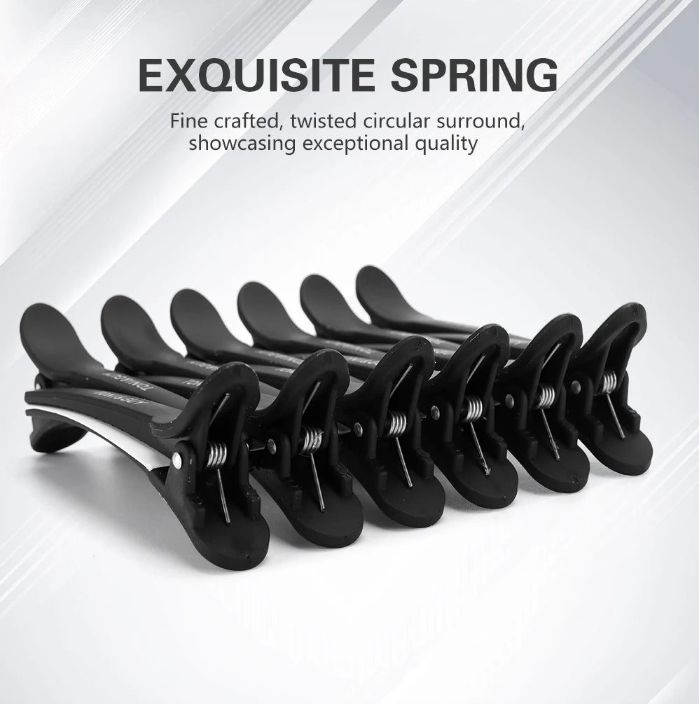 12pcs Hairdressing Hair Clip Salon  Alligator Hair Clips Plastic Black Non-Slip Clamps Salon Hair Care Styling Tools