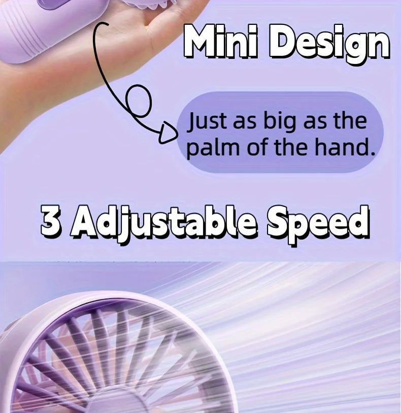 1PC USB Mini Rechargeable Portable Handheld Fan with 3 Speeds