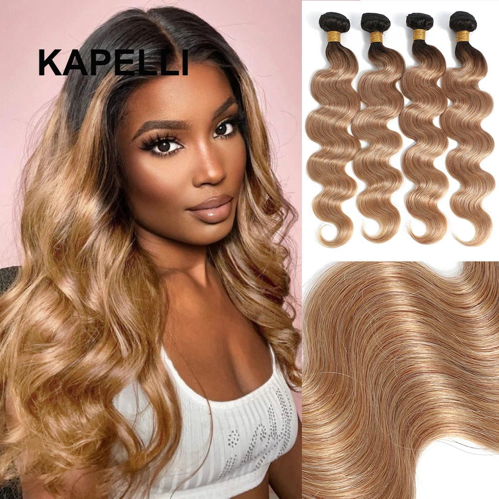 Ombre Blonde Body Wave Bundles - Brazilian Remy 100% Unprocessed Human Hair