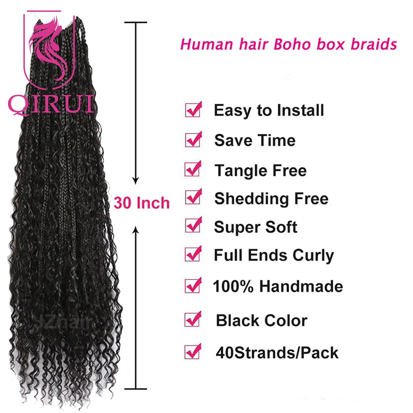 Crochet Boho Curly Human Hair Braids - Pre Looped