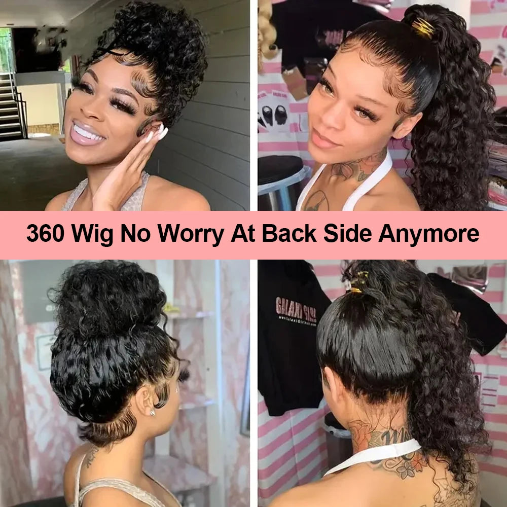 Brazilian Deep Wave Curly - Pre Plucked 360 Lace Front Human Hair Wig