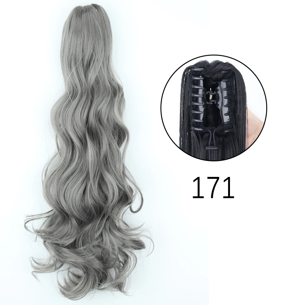 Synthetic Long Straight Claw Clip On 24Inch Ponytail