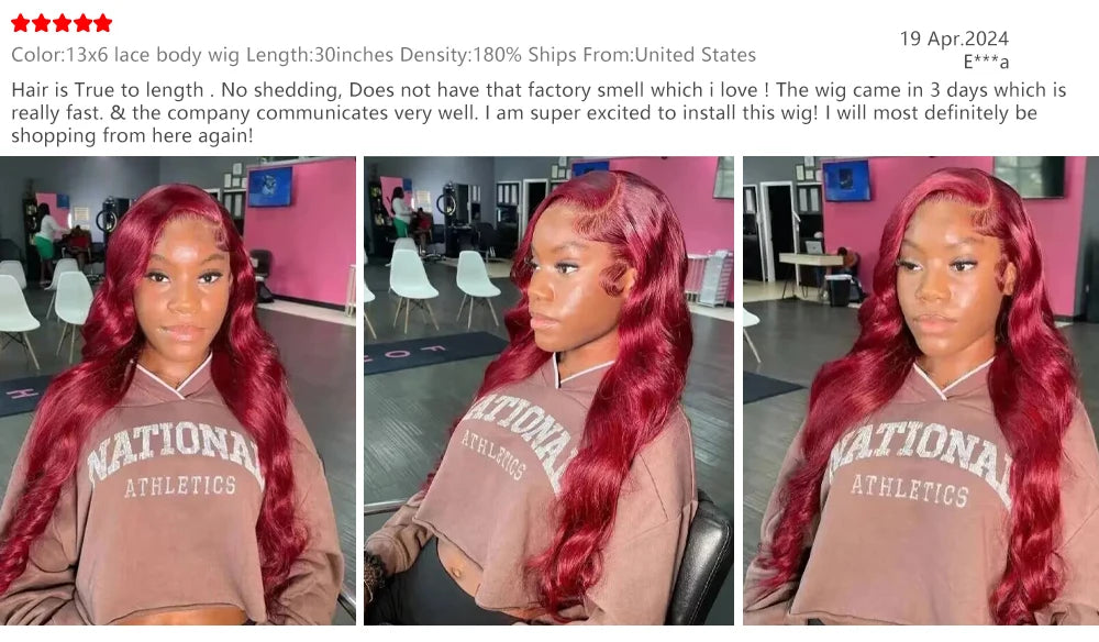 Burgundy Body Wave Human Hair HD Lace Frontal Wig