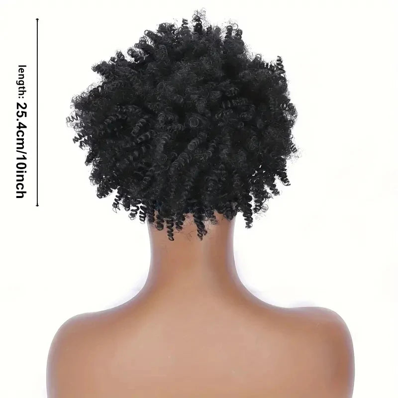 Short Kinky Curly Headband Synthetic Wigs With Bangs - Various Headband and Hair Colors Available