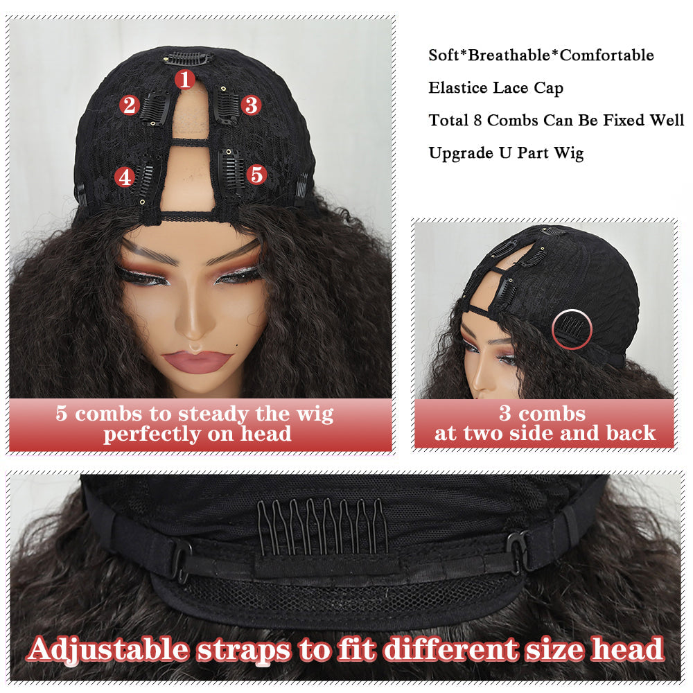 Synthetic Afro Curly V Part Wig