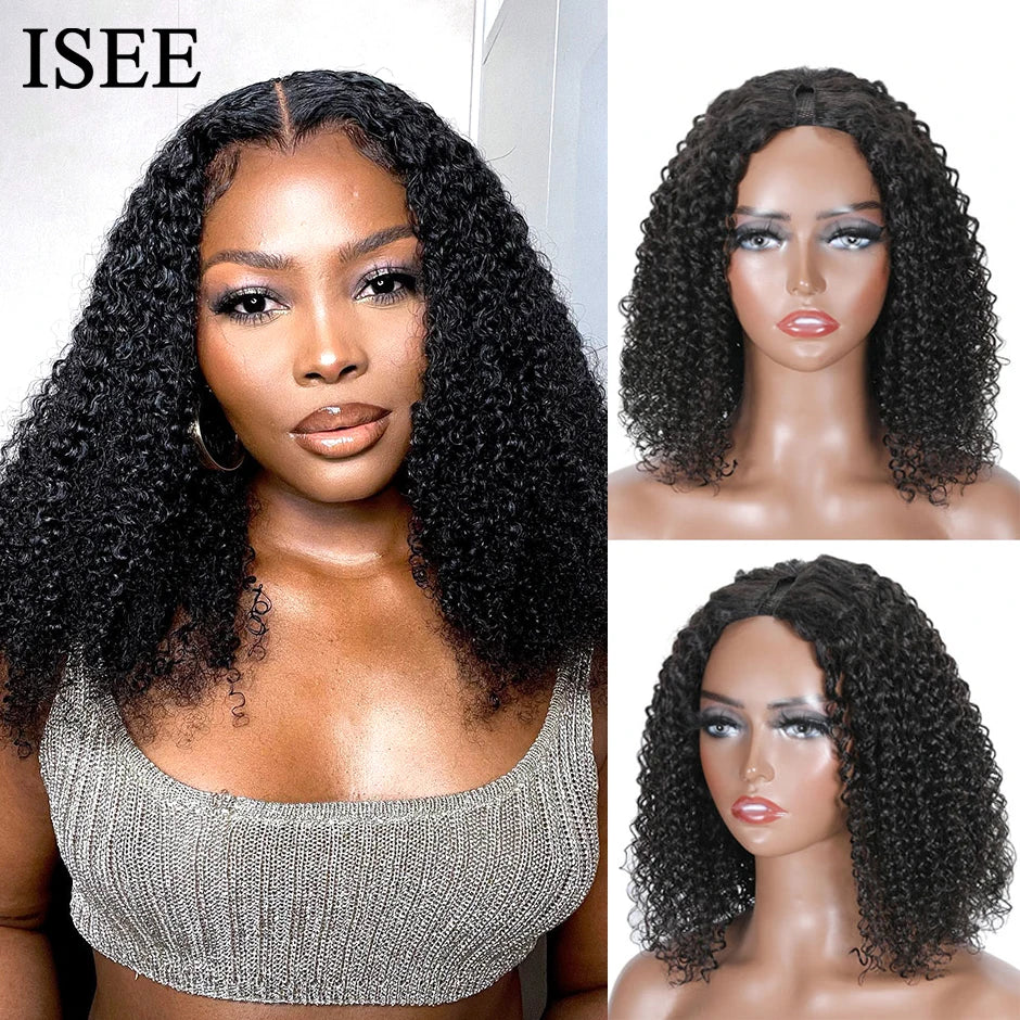 Curly Bob V Part Human Hair Wig
