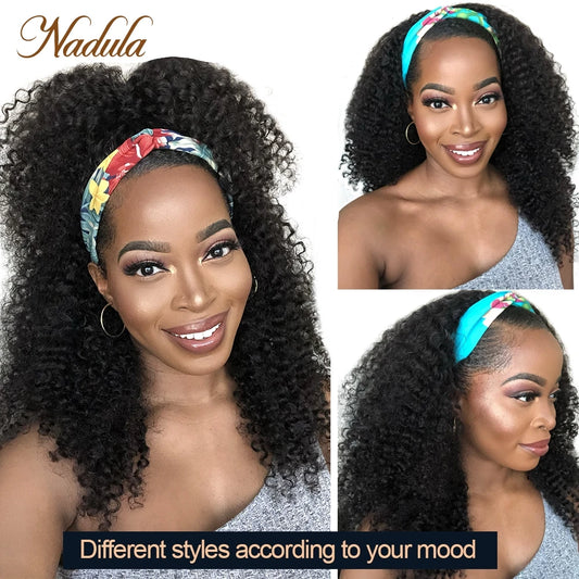 Kinky Curly Human Hair Headband Wig