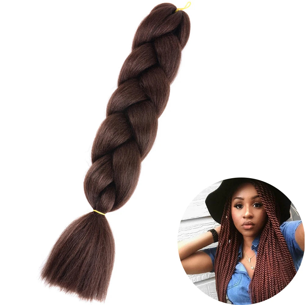 24" Synthetic Yaki Jumbo Braiding Hair - Various Colors Available