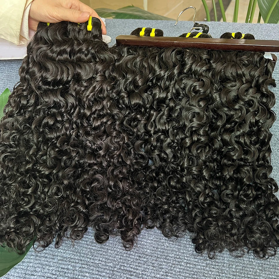 Burmese Curly Human Hair Bundles #1B Natural Raw Virgin Hair Weave