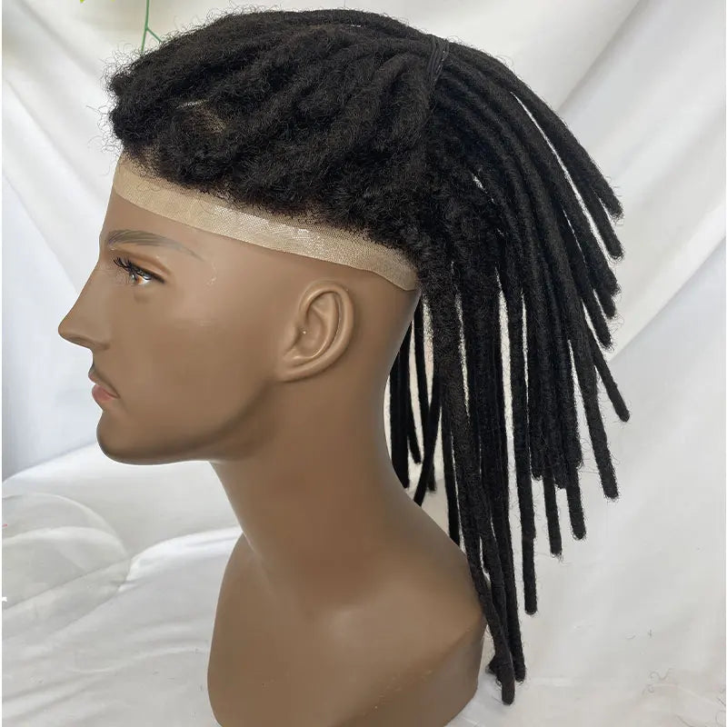Full French Lace Base Afro Dreadlock 12Inch Toupee Human Hair System Hair Prosthesis