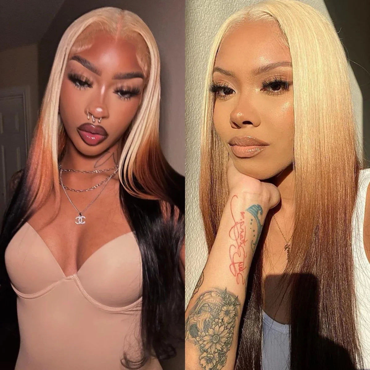 Ombre Synthetic Lace Front Wig , Long Straight or Body Wave Available