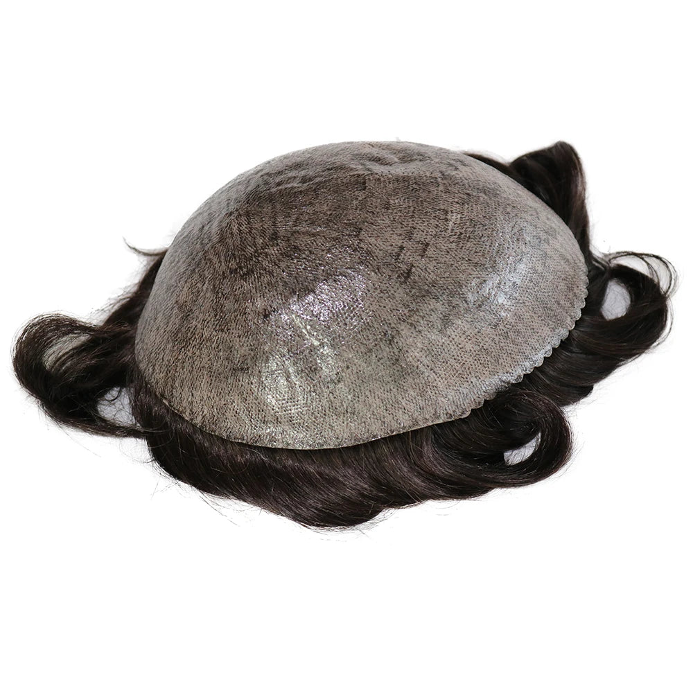 Natural Hairline Hair Replacement System(Toupee) V-loop 0.06-0.08mm PU Base  Straight/Wavy - Colors 1,1B,2 & 3 Available