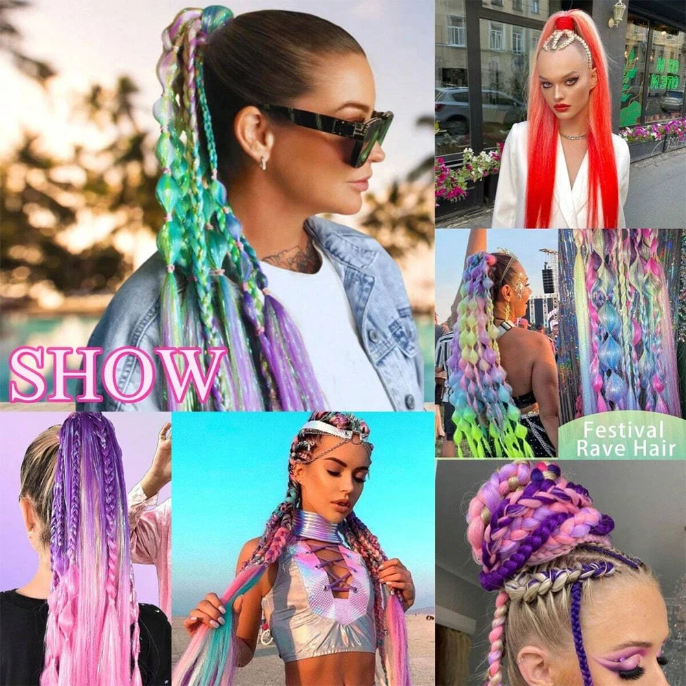 Synthetic 2Pcs Straight Ponytail With Elastic Hair Tie - Various Colors Available