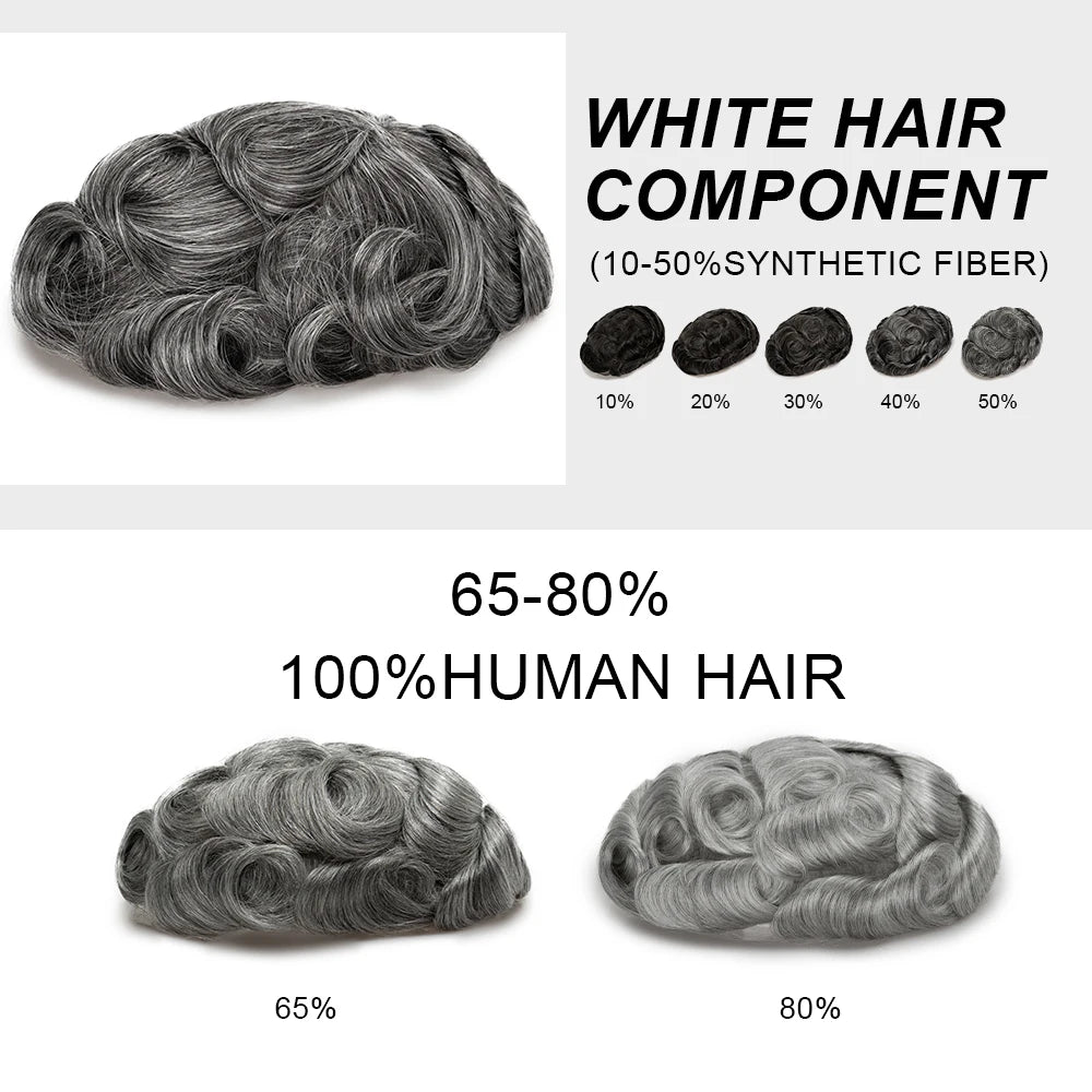 Human Hair Capillary Prothesis 130% Density 0.1-0.12 Thickness Skin Hair Wig