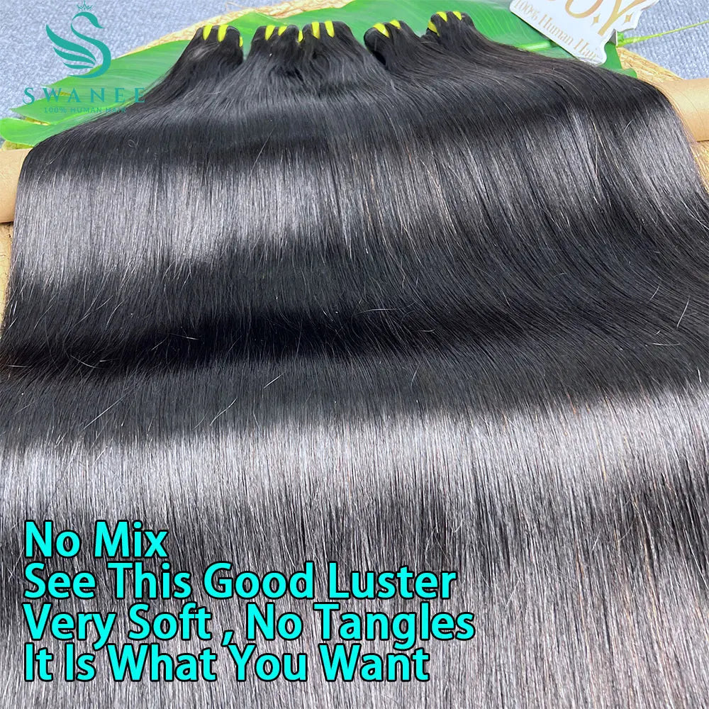 Bone Straight Human Hair Bundles 12A Grade 100% Unprocessed Raw Vietnamese Virgin Weft #1B Natural Black