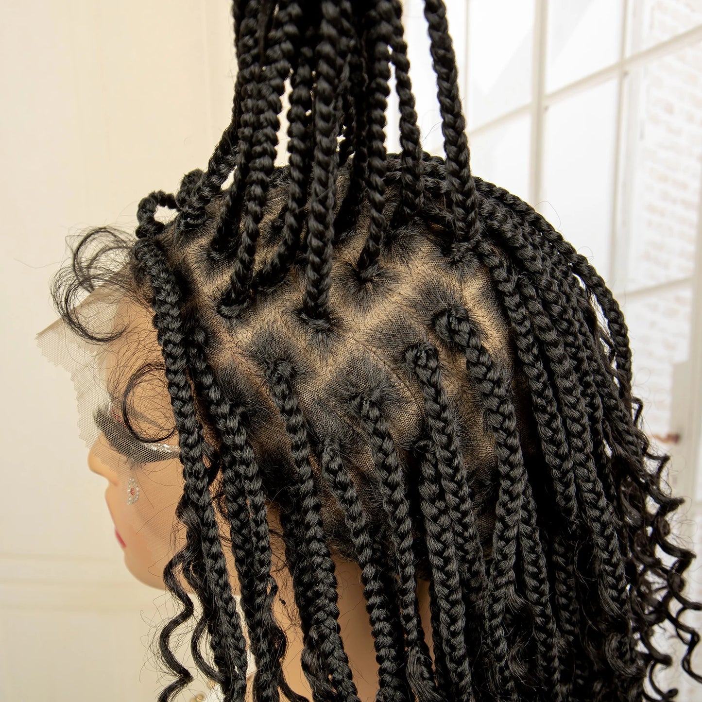 14 Inches Short Box Braided Full Lace Synthetic Boho Wigs  - Various Colors Available