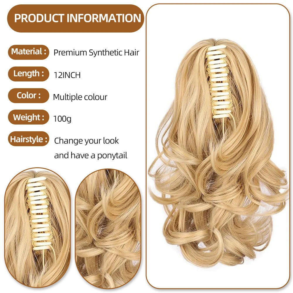 Curly Body Wave Synthetic Clip In Ponytails - Various Options Available