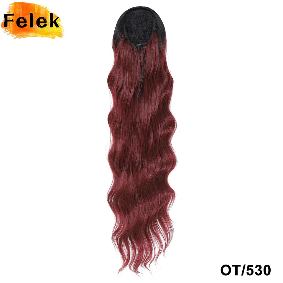 28 Inch Body Wave Drawstring Synthetic Ponytail