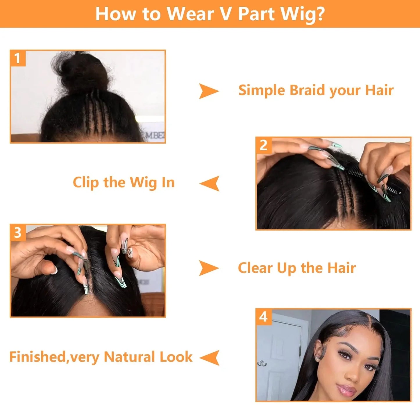 Straight U & V part Human Hair Wigs