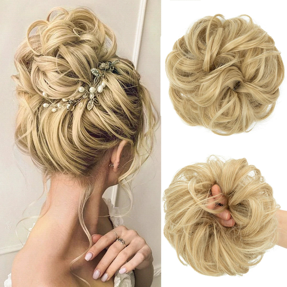 Synthetic Messy Curly Bun - Elastic Scrunchy Doughnut Updo Hair Pieces