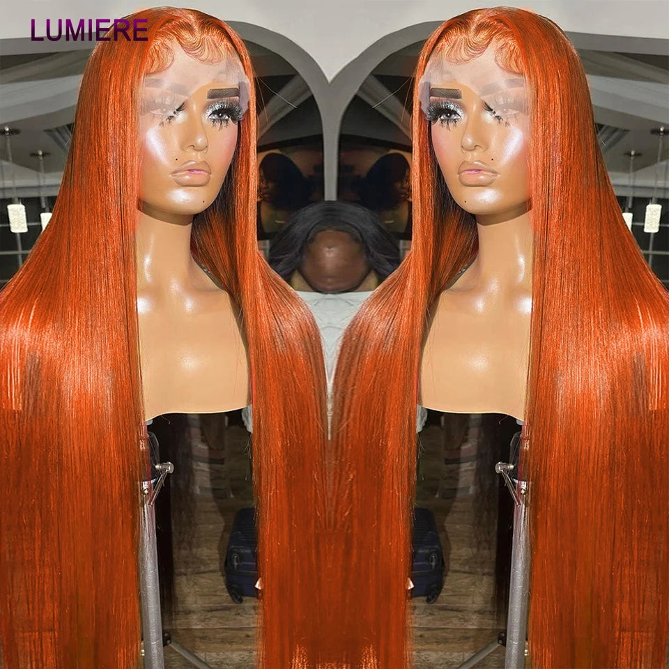 Ginger Orange Brazilian Bone Straight HD Transparent Lace Frontal or Closures 100% Human Hair