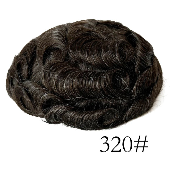 0.08mm Thickness PU Poly Base Double Knotted Toupee Human Hair - Capillary Prothesis
