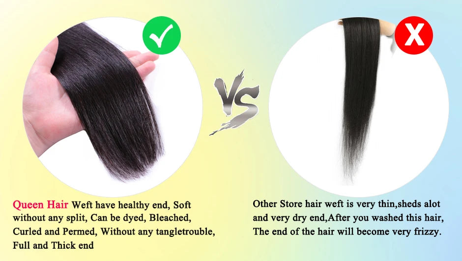 Straight Unprocessed Raw Human Hair Bundles - Natural Color