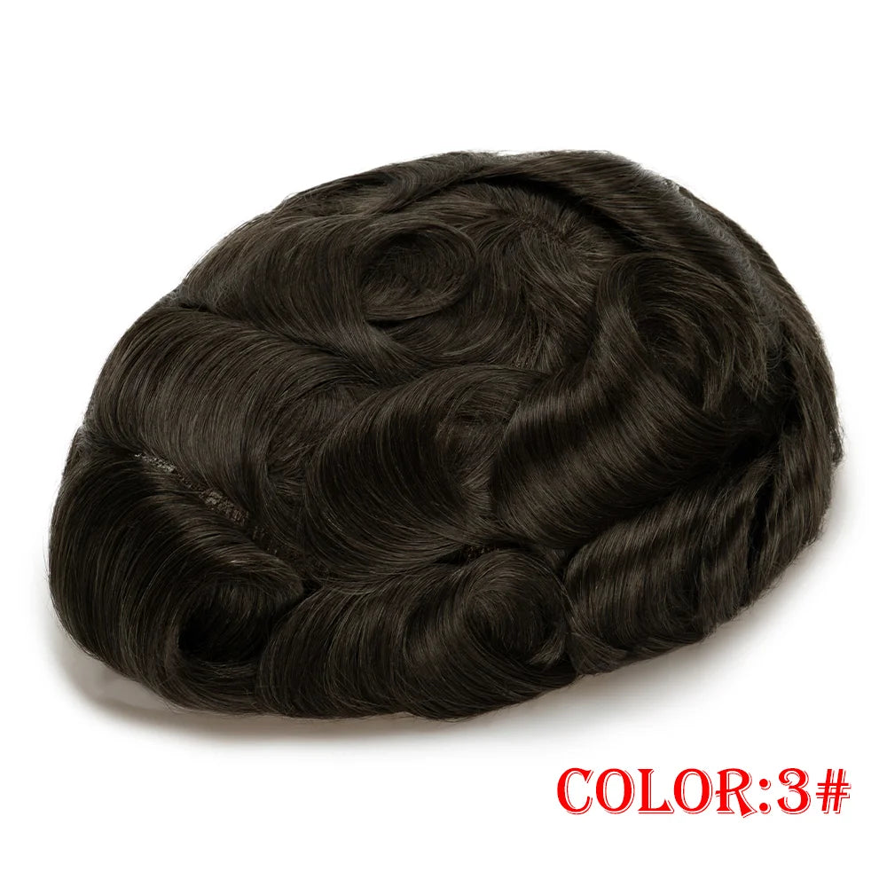 Human Hair Capillary Prothesis 130% Density 0.1-0.12 Thickness Skin Hair Wig