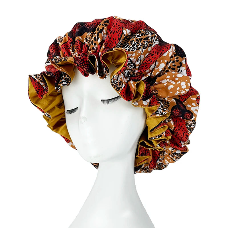 African Pattern Print Satin Bonnets