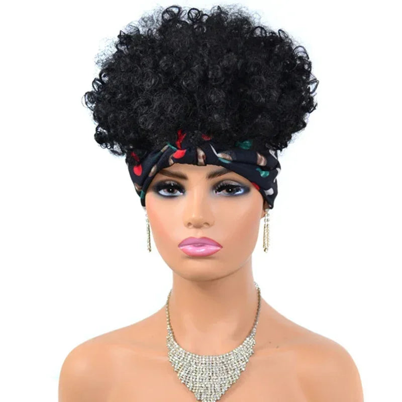 Synthetic Short Kinky Curly Headband Wigs - Various Colors Available