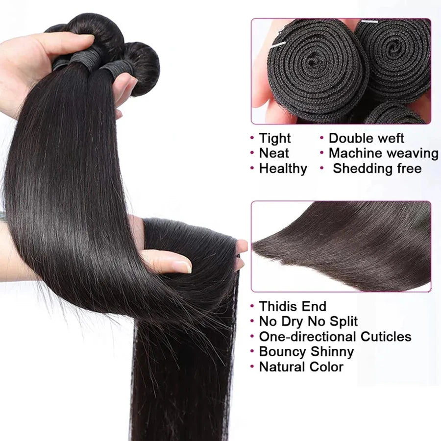 Silky Straight 100% Human Hair Bundles