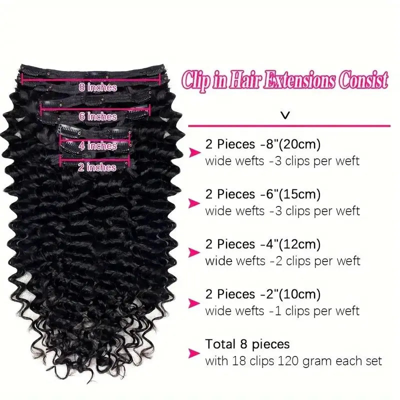 Deep Wave Human Hair Clip Ins