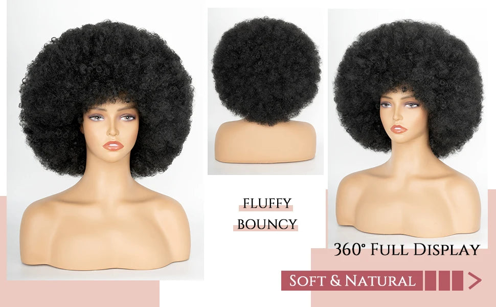 Short Synthetic Afro Kinky Curly Wigs - Various Colors Available