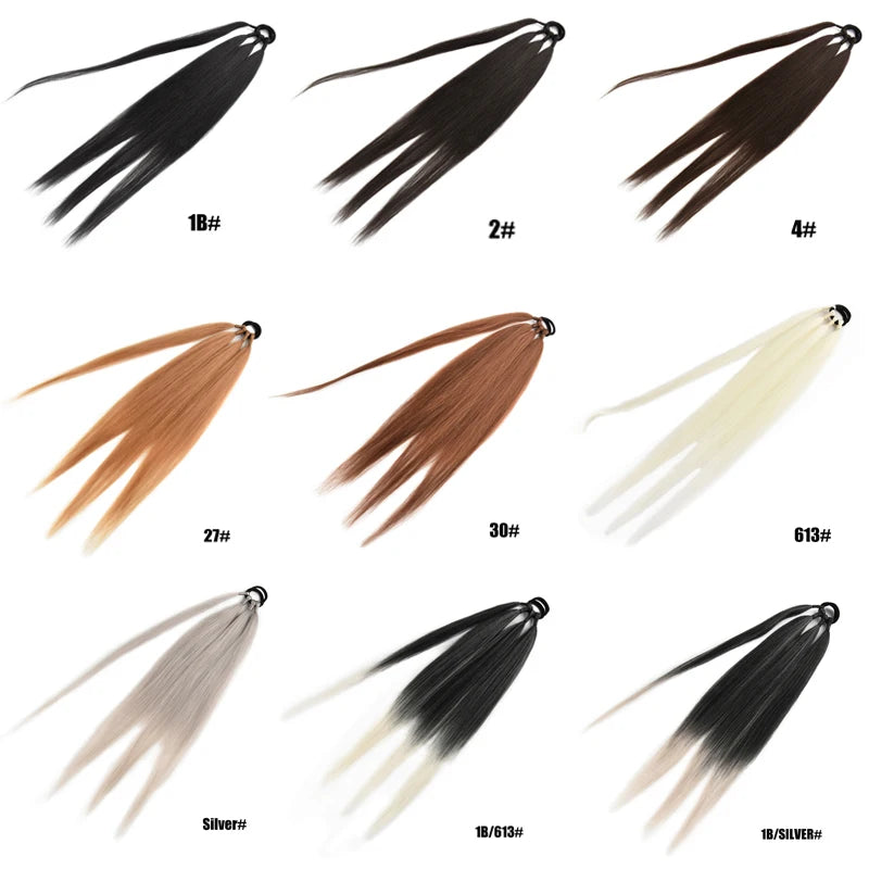 26/34inch Synthetic Long Straight Wrap Around Chignon Ponytail With Rubber Band
