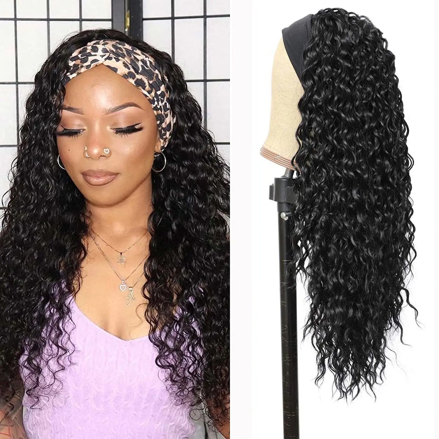 G&T Synthetic Headband Wet and Wavy Curly Wigs