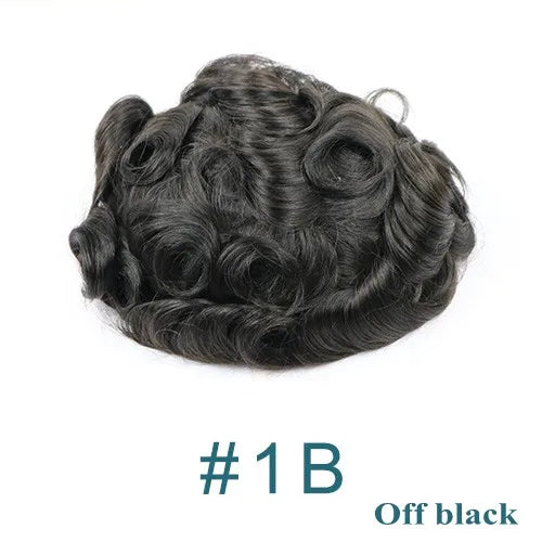 Natural Hairline Hair Replacement System(Toupee) V-loop 0.06-0.08mm PU Base  Straight/Wavy - Colors 1,1B,2 & 3 Available